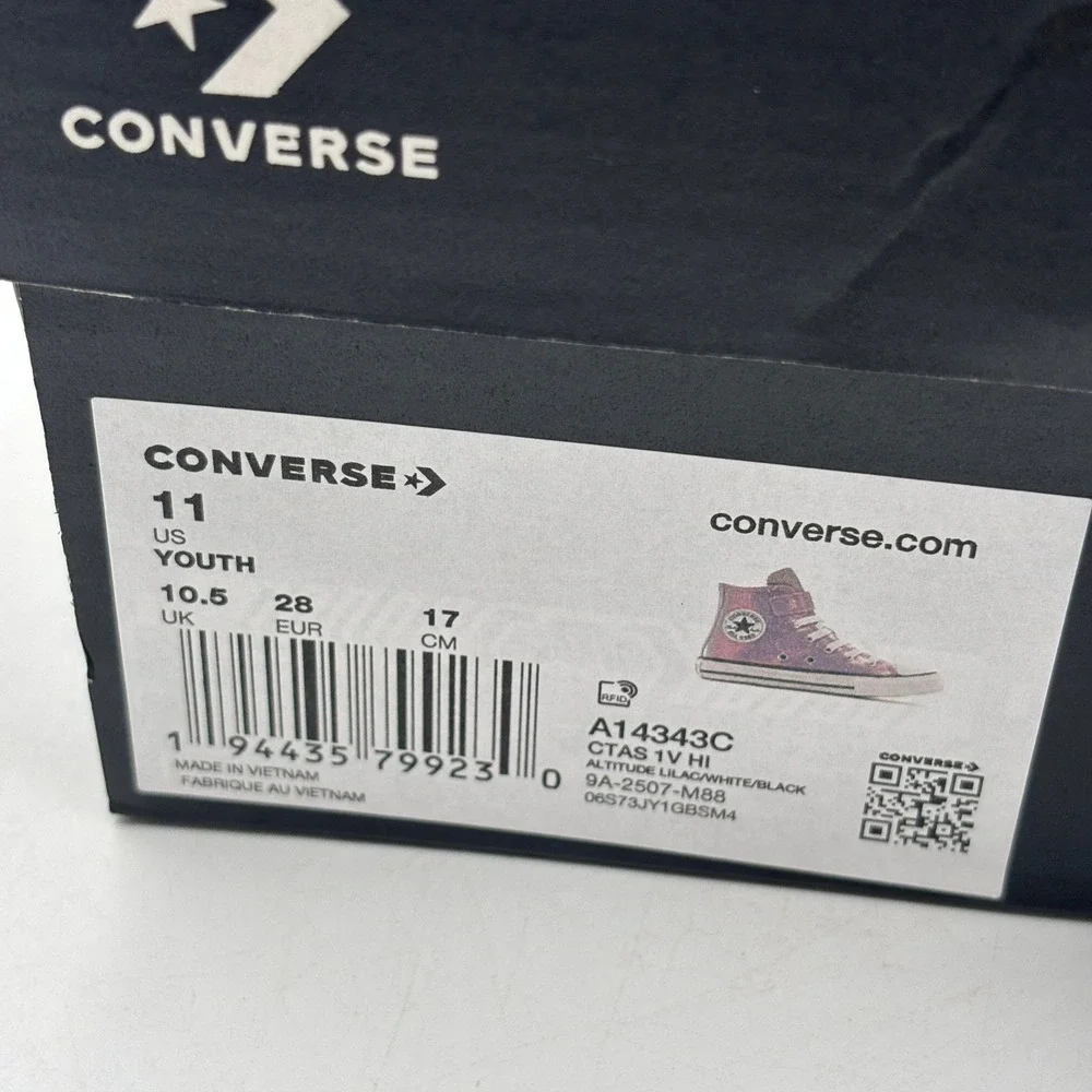 Converse Chuck Taylor All Star 1V Hi Shoes Kids Size 11 Lilac White A14343C